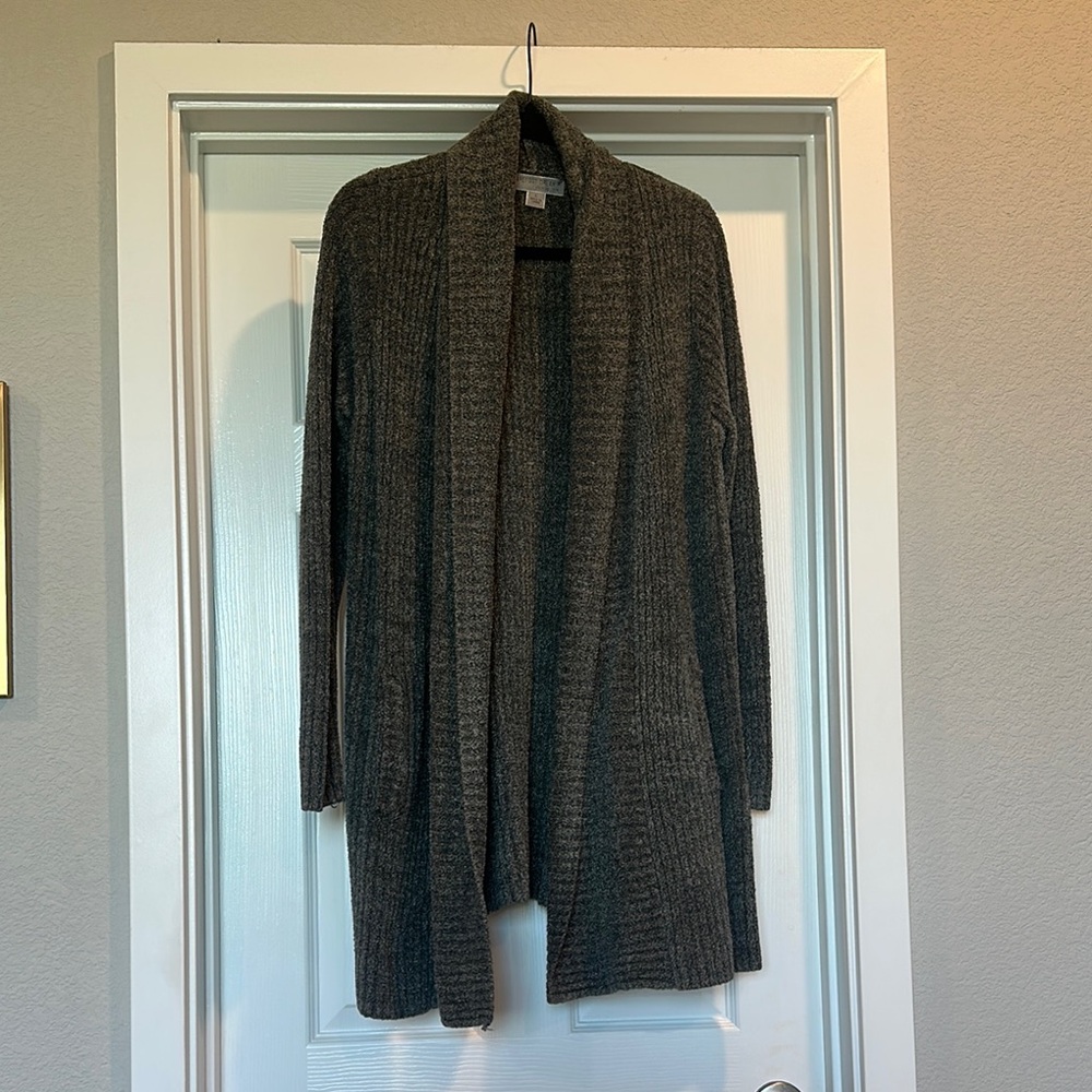 Gray Open Front Women's Sweater
